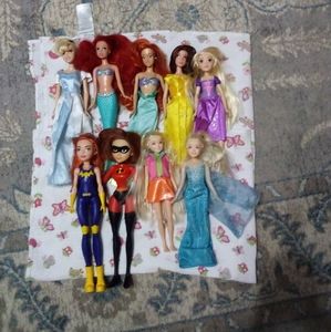 Lot of 9 Disney Princess, Super Hero, Jo Jo Dolls! Mermaid, Cinderella, Belle!